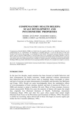 Compensatory Health Beliefs: Scale Development and Psychometric Properties