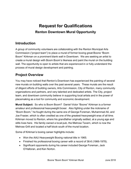 Request for Qualifications Renton Downtown Mural Opportunity