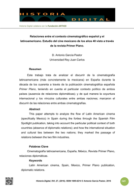 Relaciones Entre El Contexto Cinematográfico Español Y El Latinoamericano