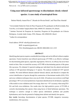 Using Near-Infrared Spectroscopy to Discriminate Closely Related Species