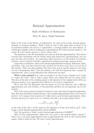 Rational Approximations to Irrationals