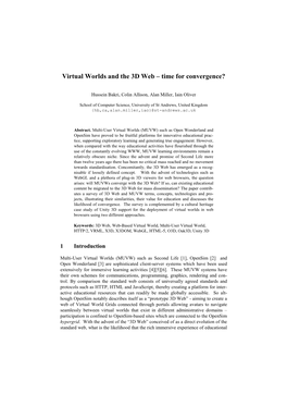 Virtual Worlds and the 3D Web – Time for Convergence?