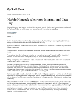 Herbie Hancock Celebrates International Jazz Day