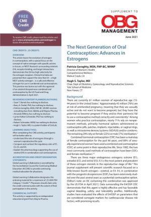 The Next Generation of Oral Contraception: Advances in Estrogens
