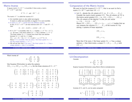 Matrix Inverse and LU Decomposition – 1 M