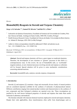 Bismuth(III) Reagents in Steroid and Terpene Chemistry