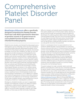 Comprehensive Platelet Disorder Panel