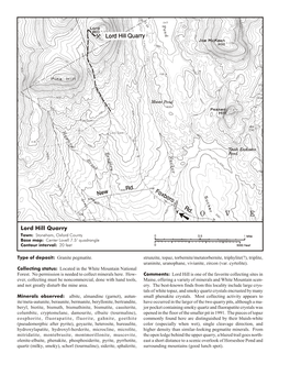 Lord Hill Quarry Town: Stoneham, Ox Ford County Base Map: Cen Ter Lovell 7.5’ Quadran Gle Con Tour in Ter Val: 20 Feet