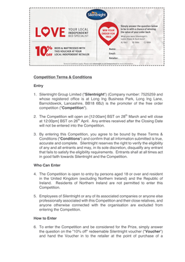 Competition Terms & Conditions Entry 1. Silentnight Group Limited