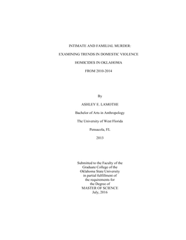 Examining Trends in Domestic Violence Homicides in Oklahoma from 2010- 2014