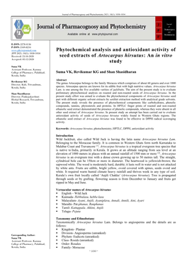 Phytochemical Analysis and Antioxidant Activity of Seed Extracts