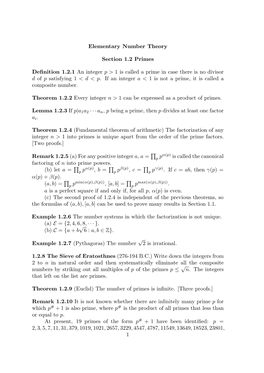 Elementary Number Theory Section 1.2 Primes Definition 1.2.1 An