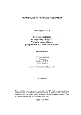 UNHCR Working Papers