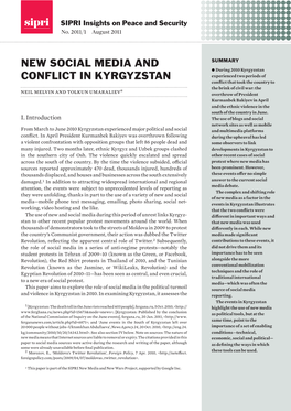 New Social Media and Conflict in Kyrgyzstan, SIPRI Insights on Peace and Security 2011/1