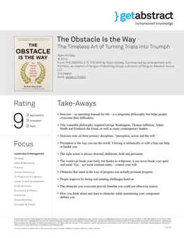 The Obstacle Is the Way Rating Focus Take-Aways