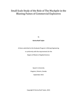 Experimental Investigation of the Toxicity of Post Detonation Blasting
