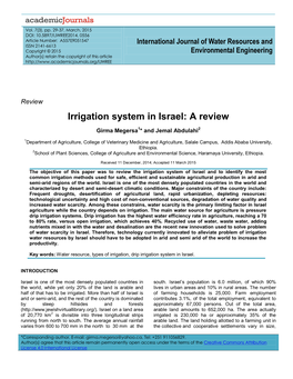 Irrigation System in Israel: a Review