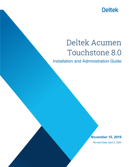 Deltek Acumen Touchstone 8.0 Installation and Administration Guide