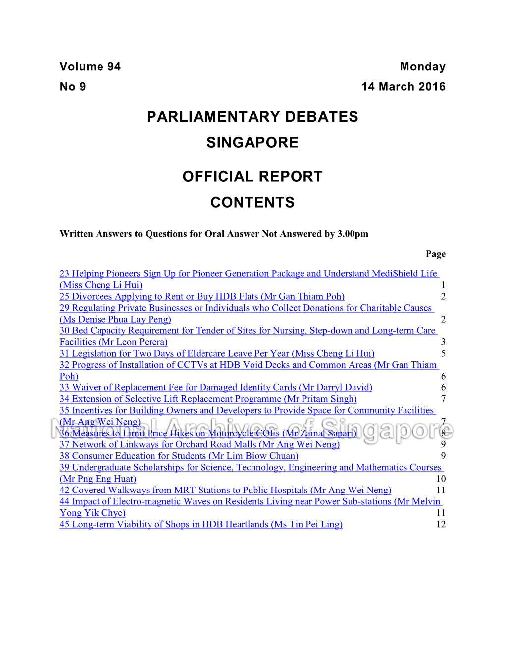 Parliamentary Debates Singapore Official Report