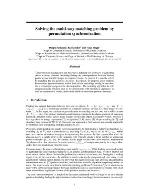 Solving the Multi-Way Matching Problem by Permutation Synchronization