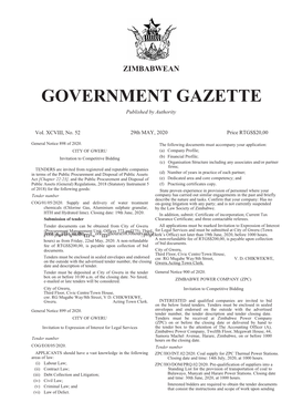 GOVERNMENT GAZETTE Published by Authority