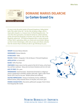 DOMAINE MARIUS DELARCHE Le Corton Grand Cru