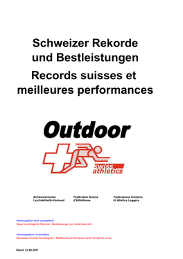 Schweizer Rekorde Und Bestleistungen Records Suisses Et Meilleures Performances