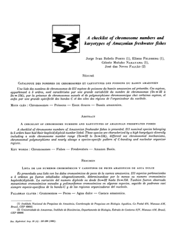 A Checklist of Chromosome Numbers and Karyotypes of Amazonian Freshwater Jishes