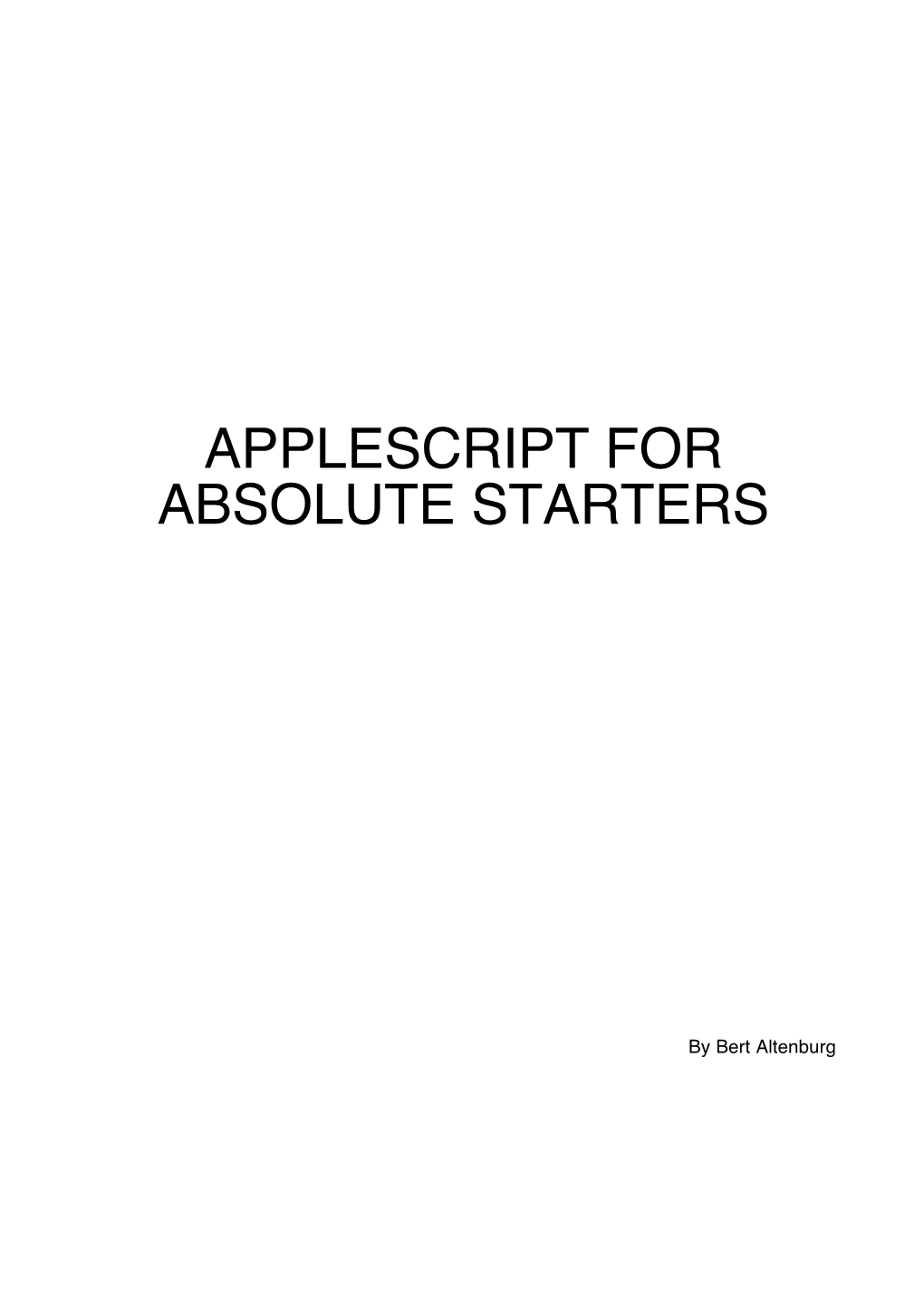 Applescript for Absolute Starters