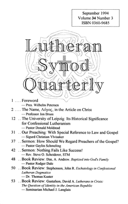 Its Historical Significance for Confessional Lutheranism - Pastor Donald Moldstad 3 1