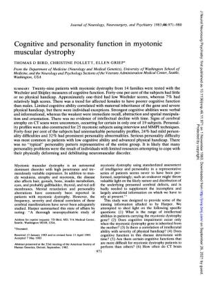 Cognitive and Personality Function in Myotonic Muscular Dystrophy