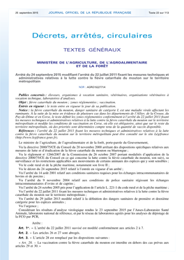 JOURNAL OFFICIEL DE LA RÉPUBLIQUE FRANÇAISE Texte 22 Sur 113