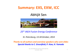 Summary: EXS, EXW, ICC Abhijit Sen