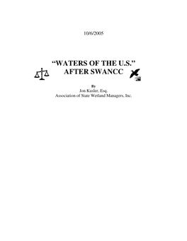 “Waters of the U.S.” After Swancc