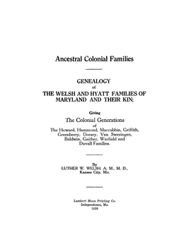 Ancestral Colonial Families