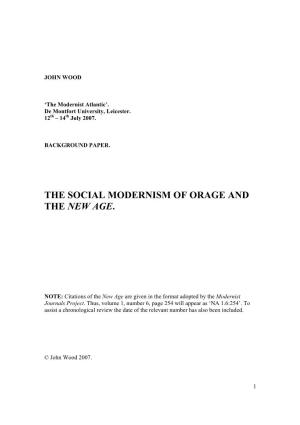 The Social Modernism of Orage and the New Age