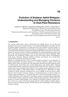 Evolution of Soybean Aphid Biotypes: Understanding and Managing Virulence to Host-Plant Resistance