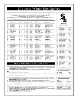 7.11.10 White Sox Roster.Indd