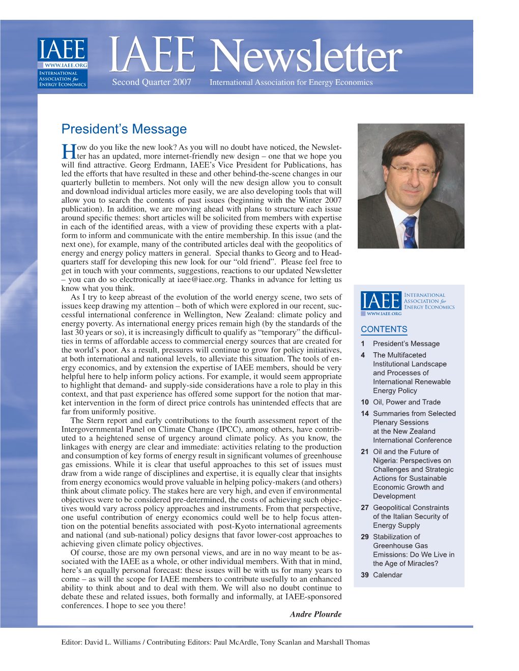 Newsletter Second Quarter 2007 International Association for Energy Economics