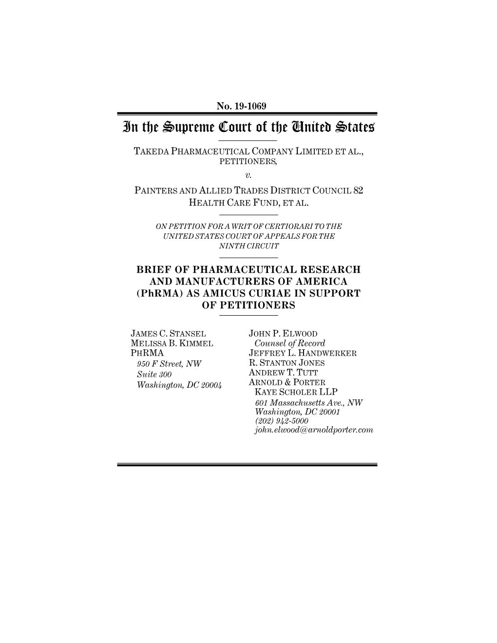 Phrma) AS AMICUS CURIAE in SUPPORT of PETITIONERS
