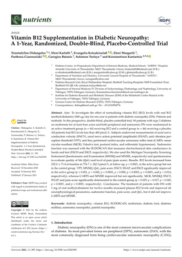 Vitamin B12 Supplementation in Diabetic Neuropathy: a 1-Year, Randomized, Double-Blind, Placebo-Controlled Trial