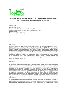 A Global Network of Hydroacoustic Stations for Monitoring.…