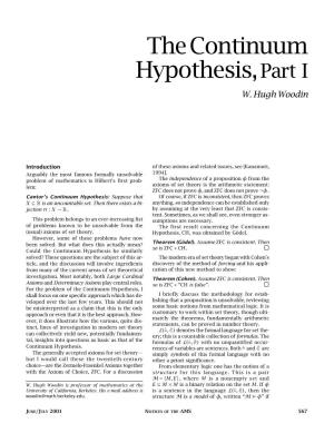 The Continuum Hypothesis, Part I, Volume 48, Number 6