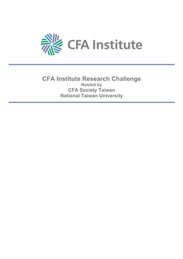 CFA Institute Research Challenge Hosted by CFA Society Taiwan National Taiwan University