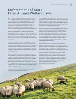 Enforcement of State Farm Animal Welfare Laws