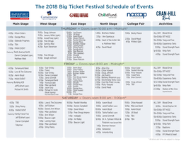 The 2018 Big Ticket Festival Schedule of Events