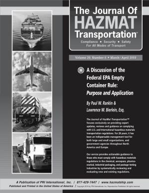 HAZMAT Transportationtm Compliance I Security I Safety for All Modes of Transport