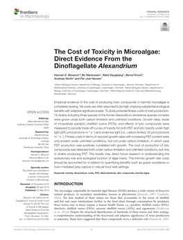 The Cost of Toxicity in Microalgae: Direct Evidence from the Dinoflagellatealexandrium
