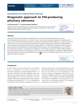 Diagnostic Approach to TSH-Producing Pituitary Adenoma