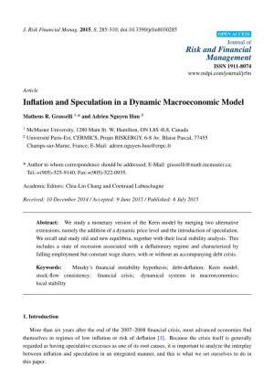Inflation and Speculation in a Dynamic Macroeconomic Model